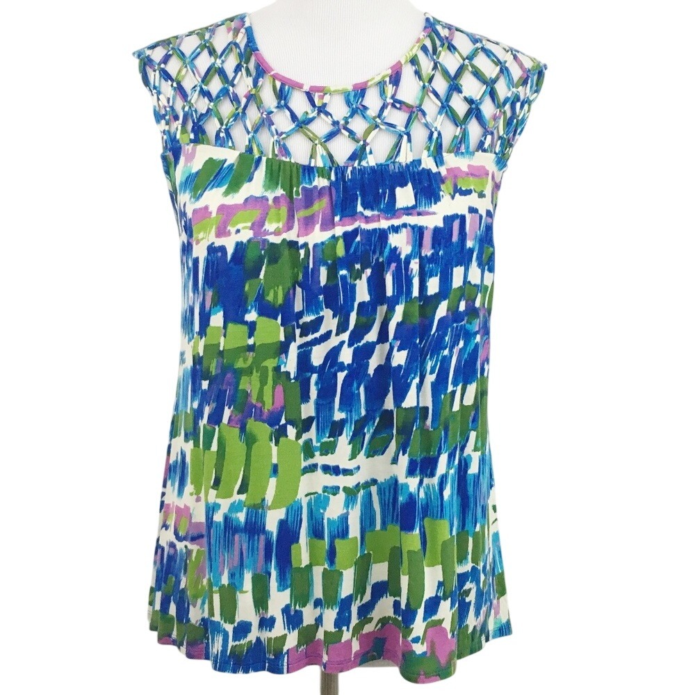 Anthro Plenty by Tracy Reese Sailor Knot Top Size XS Casual Blue Green
